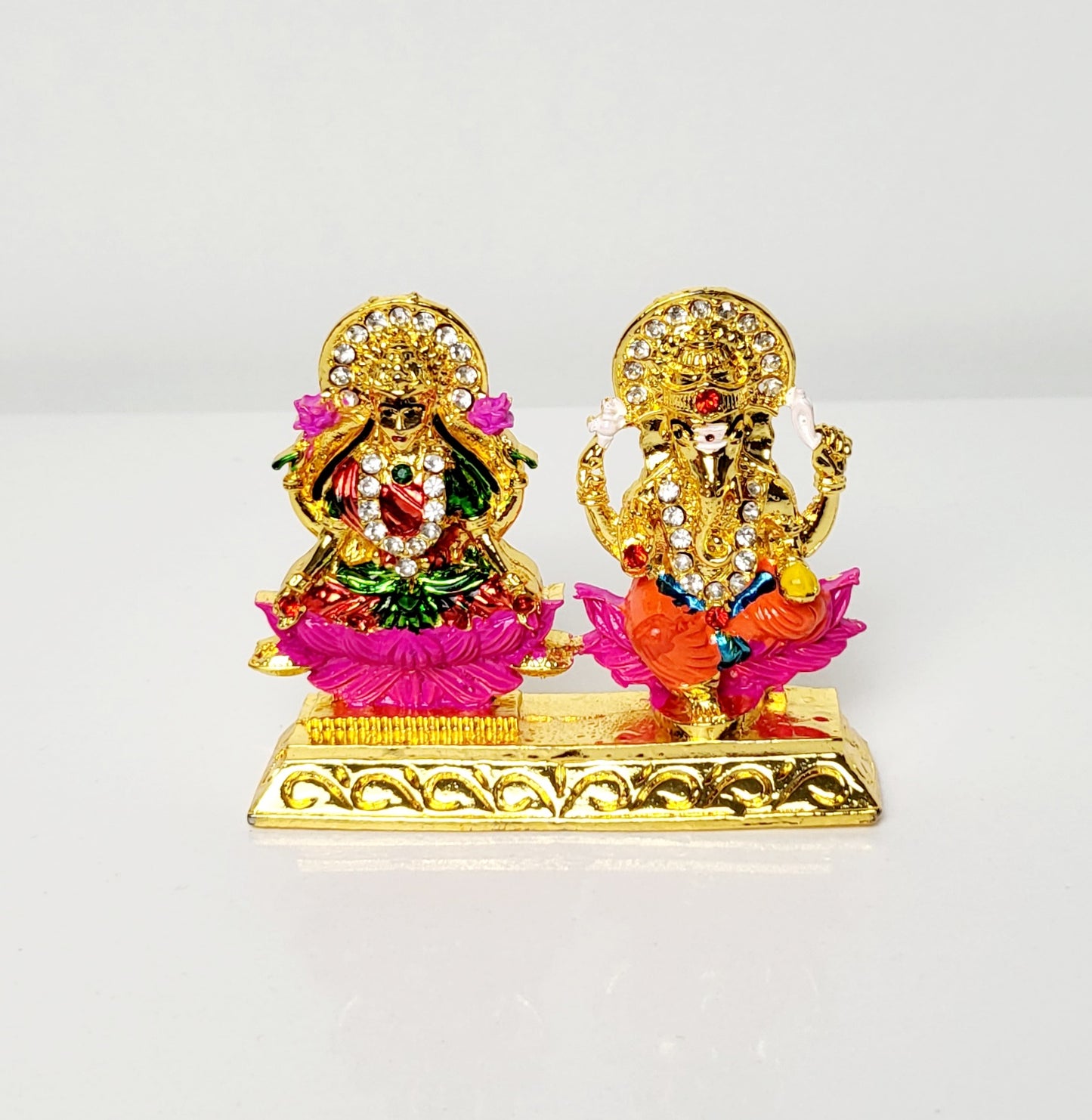 Lord Ganesh Lakshmi Ji Statue (Golden Color) - Car Dashboard / Home / Office Accessories