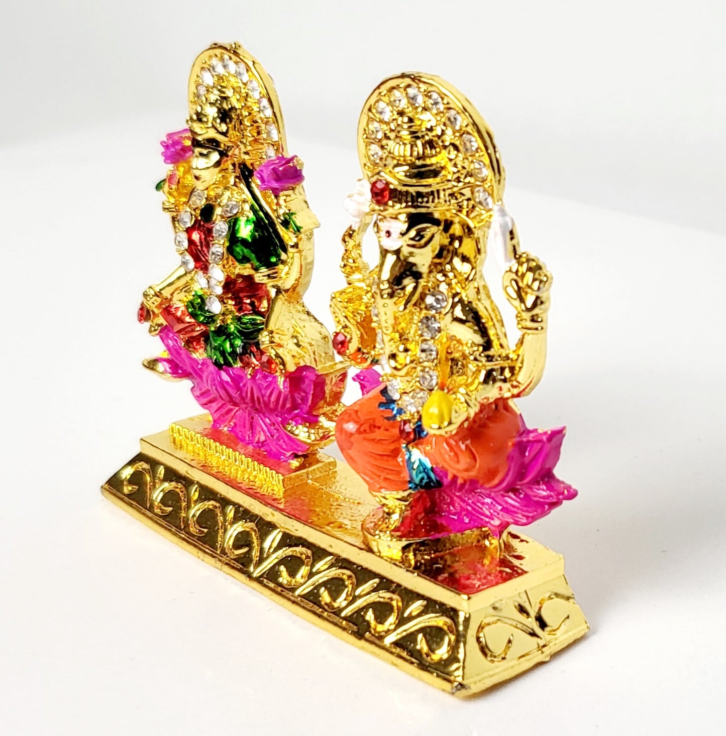 Lord Ganesh Lakshmi Ji Statue (Golden Color) - Car Dashboard / Home / Office Accessories