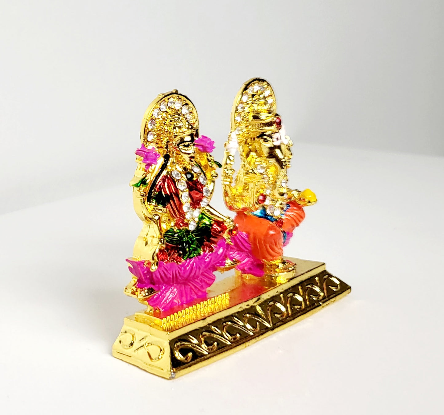 Lord Ganesh Lakshmi Ji Statue (Golden Color) - Car Dashboard / Home / Office Accessories