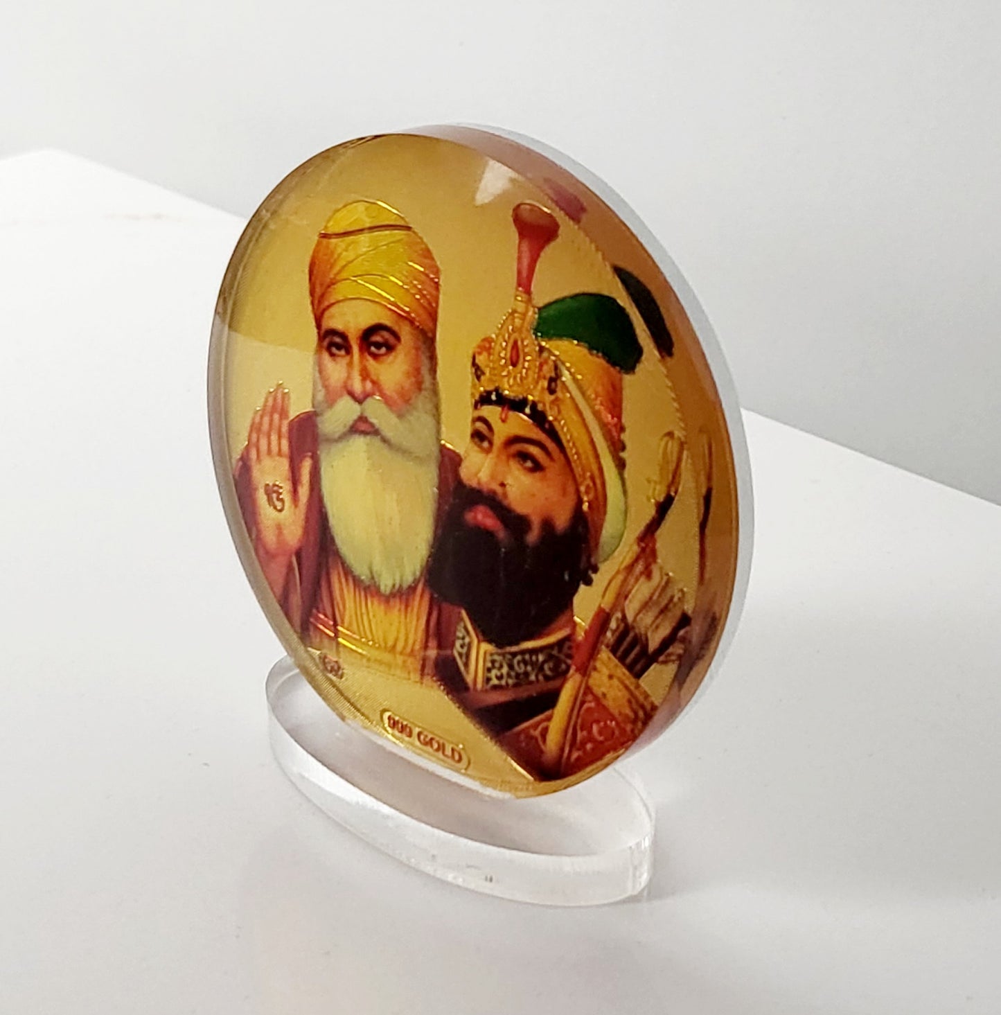 Guru Gobind Singh Ji and Guru Nanak Dev Ji with Golden temple - Car Dashboard / Home / Office Decor