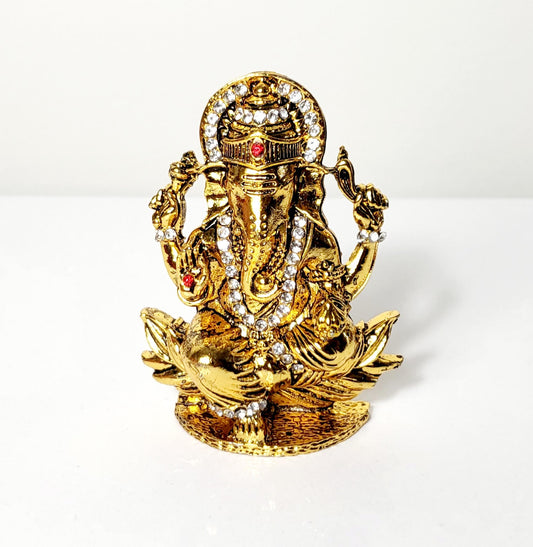 Ganesh Ji (Golden Color) - Car Dashboard / Home / Office Accessories