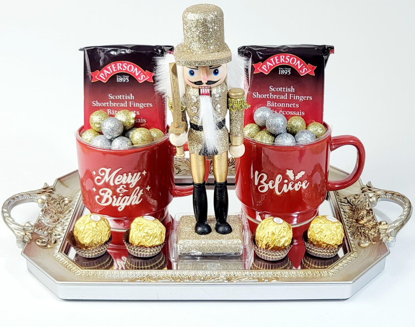 Holiday Festive/Christmas Gift Hamper - Nutcracker with shimmer & 2 shortbread packs