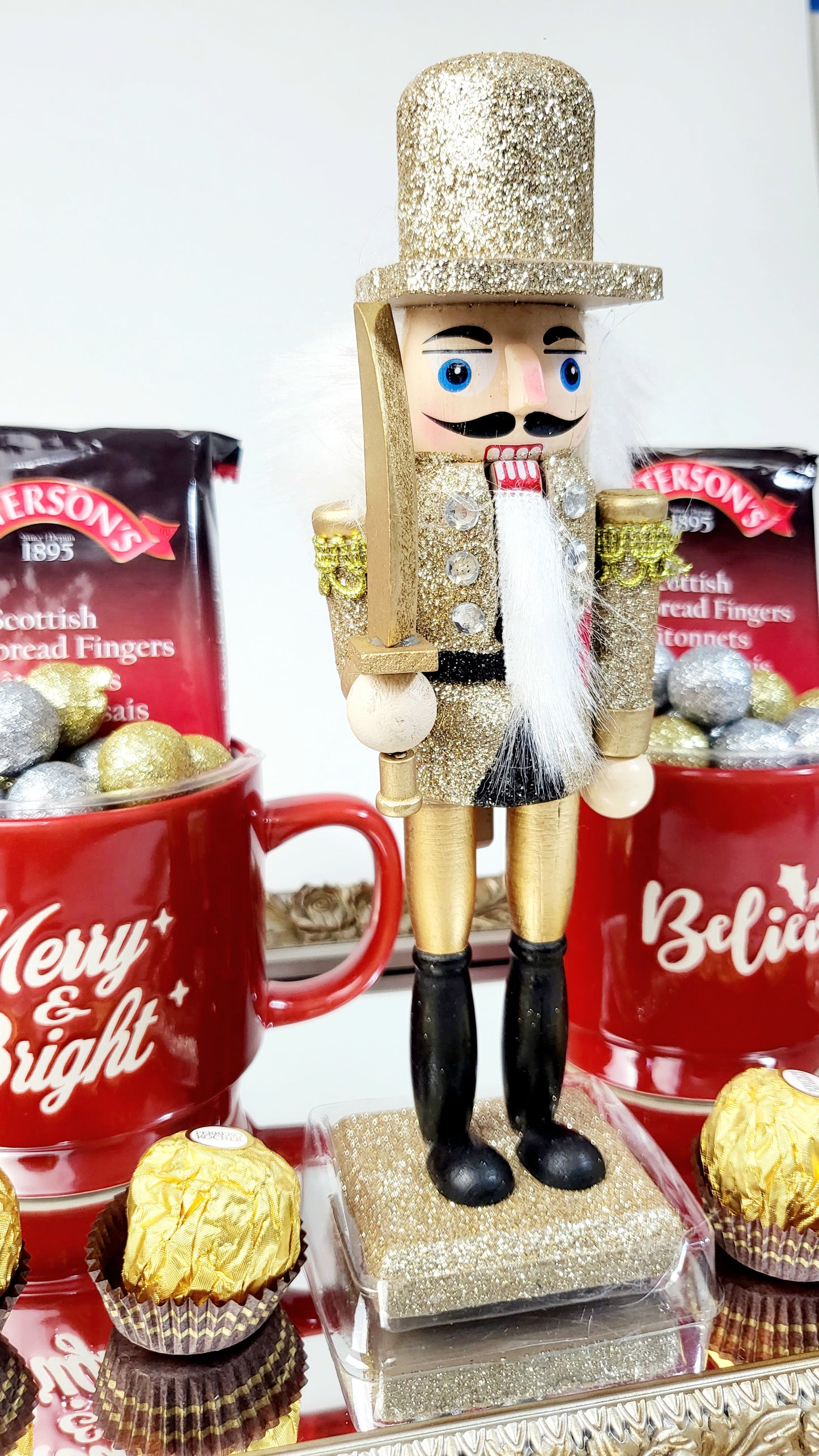 Holiday Festive/Christmas Gift Hamper - Nutcracker with shimmer & 2 shortbread packs